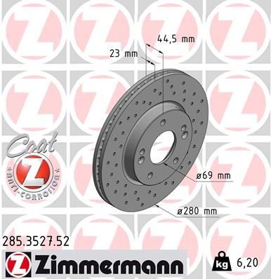 диск тормозной !Sport перед. 280x23/44-5x114 \Hyundai Elantra III/i30/Veloster 1 285352752 ZIMMERMANN