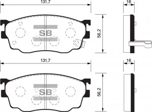Колодки тормозные MAZDA 626 (97-02) передние (4шт.) SANGSIN SP1529 SANGSIN