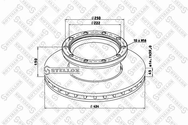 диск тормозной !433x150x45x220 n10 \ROR 85-00791-SX STELLOX
