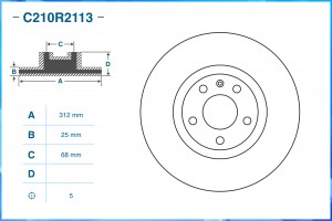 Тормозной диск передний C210R2113 C210R2113 CWORKS