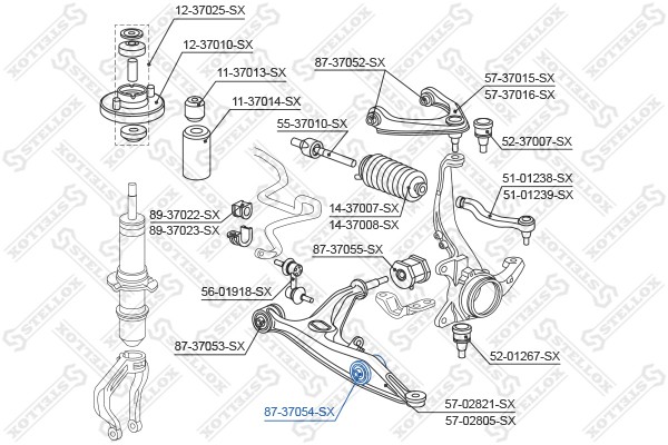 сайлентблок рычага нижн.пер.наружн.!\Honda Civic 1.4-1.6 <01/CR-V 2.0 16V 95> 87-37054-SX STELLOX