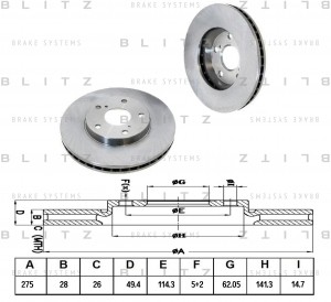 Диск тормозной передний вентилируемый TOYOTA Avensis Verso/Camry/Previa 92- BS01 BS0137 BLITZ