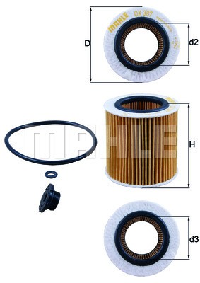 Фильтр масляный BMW 1 (F20,F21),3 (F30),5 (F10) (2.0/2.5/2.8),X1 (E84) (1.6/2.0) OX387D1 MAHLE KNECHT