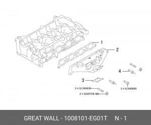 Прокладка коллектора GREAT WALL Hover H6 впускного OE 1008101-EG01T GREAT WALL
