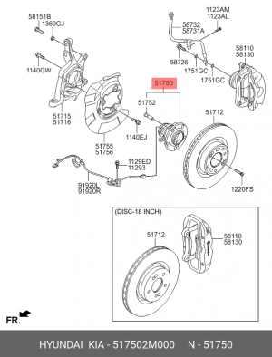 Ступица HYUNDAI Genesis (08-) передний в сборе OE 517502M000 HYUNDAI KIA