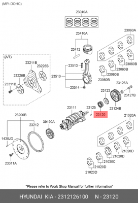 Шкив HYUNDAI Accent (06-),Elantra,Getz DOHC KIA Rio (05-) коленвала OE 2312126100 HYUNDAI KIA