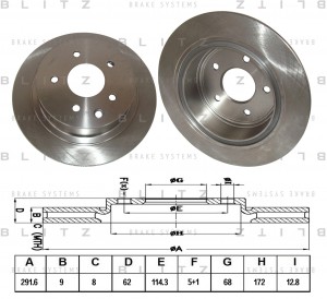 Диск тормозной задний NISSAN Juke/Qashqai/Teana 07- BS0252 BS0252 BLITZ