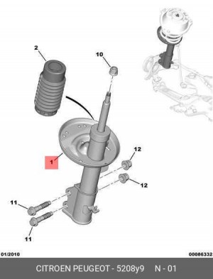 Амортизатор подвески передний перед. амортиз. lh ens 5208 Y9 CITROEN PEUGEOT