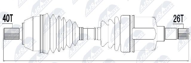 привод левый! МКПП, 604mm\ Ford Mondeo IV 1.8/2.0TDCi 07> NPWFR050 NTY