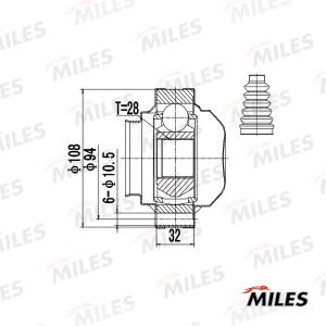ШРУС внутренний AUDI A3/SKODA OCTAVIA/VW PASSAT B6 03- GA10084 GA10084 MILES