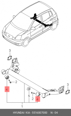 Сайлентблок KIA Picanto (08-) балки задней OE 55160-07000 HYUNDAI KIA