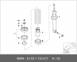 проставка пружины нижняя!\ BMW 5 E60/E61 01-10 33 53 1 133 671 BMW