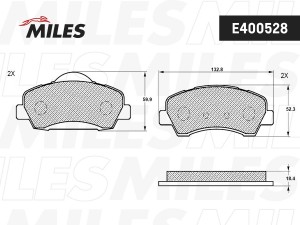 Колодки тормозные передние (Смесь Low-Metallic) C4 14-/C-ELYSEE 12-/PEUGEOT 301  E400528 MILES