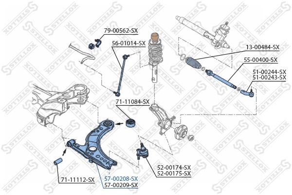 рычаг левый!\ VW Polo 09> 57-00208-SX STELLOX