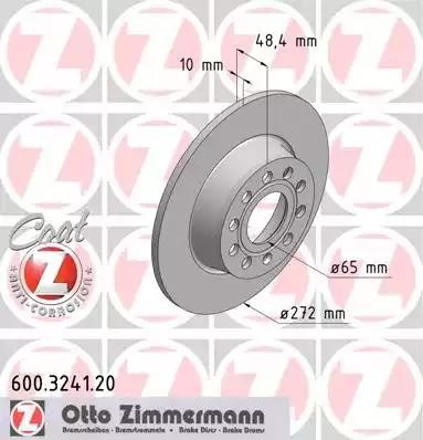 диск тормозной !задн. 272x10/48-5x112 \ Audi A3, Skoda Octavia/Superb, VW Golf/J 600.3241.20 ZIMMERMANN