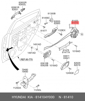 814104Y000 LATCH ASSY-REAR DOOR,LH 814104Y000 HYUNDAI KIA