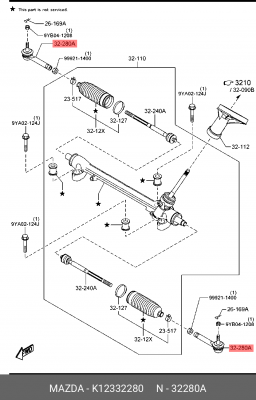 Наконечник рулевой K12332280 K123-32-280 MAZDA