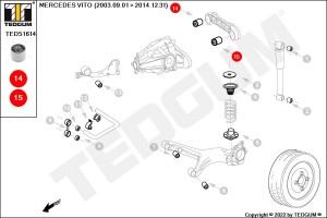 Кронштейн MERCEDES Vito (W639) крепления редуктора TEGDUM TED51614 TEDGUM