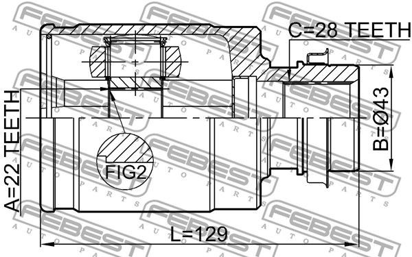 ШРУС внутр правый 22X43X28 MAZDA 3 BK (03-08) 0511-BL16MTRH 0511-BL16MTRH FEBEST
