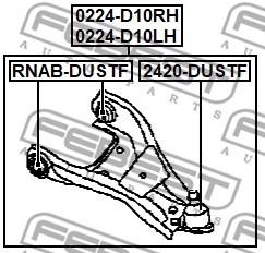 Рычаг передн правый RENAULT DUSTER, NISSAN TERRANO 2014- 0224-D10RH 0224-D10RH FEBEST