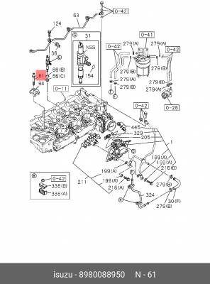 БОЛТ С ШЕСТИГРАННОЙ ГОЛОВКОЙ 8980088950 8-98008-895-0 ISUZU