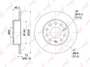 диск тормозной задн.! Skoda Octavia 04-13/Superb 08-15, VW Caddy III 04>/Golf V- BN-1193 LYNXAUTO