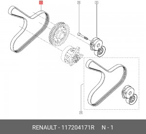 РЕМЕНЬ ГЕНЕРАТОРА ДЛ120СМ (РЕБР) 117204171R 11 72 041 71R RENAULT