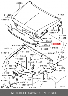 уплотнитель кузова!\ Mitsubishi Pajero III/IV/Montero III/IV 5902A015 MITSUBISHI