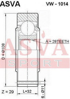 ШРУС внутренний VW Passat,T3 AUDI 80,100,200 комплект ASVA VW-1014 ASVA