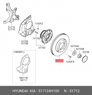 Диск тормозной HYUNDAI Starex H-1 (07-) передний (1шт.) (d=300мм) OE 517124H100 HYUNDAI KIA