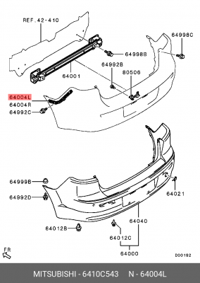 кронштейн бампера заднего !левый \ Mitsubishi Lancer 07> 6410C543 MITSUBISHI