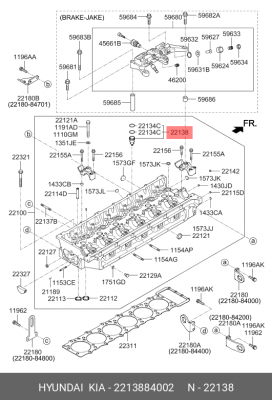 Стакан HYUNDAI Universe Space (06-) форсунки OE 2213884002 HYUNDAI KIA
