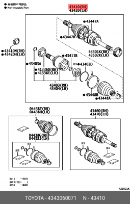 Вал приводной в сборе 43430-60071 43430-60071 TOYOTA