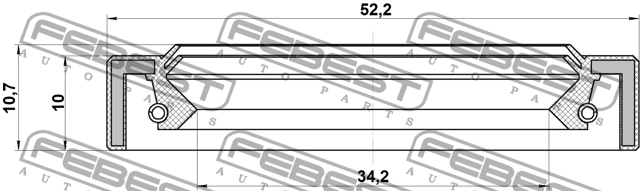 Сальник привода MITSUBISHI PAJERO II V14W-V55W 91-04 (36x52x10x10.7) 95IAY-36521 95IAY-36521011X FEBEST