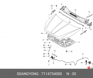 Кронштейн SSANGYONG Actyon (10-) ручки привода замка капота OE 7114734000 SSANG YONG