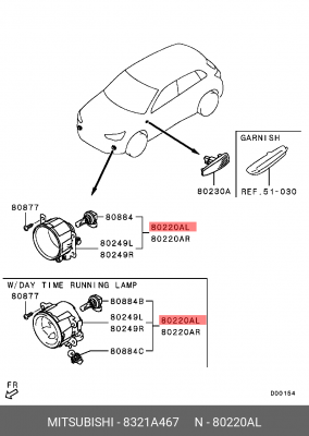 фара противотуманная!\ Mitsubishi ASX/Outlander 08-12 8321A467 MITSUBISHI