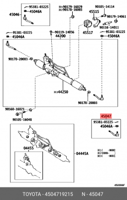 наконечник рулевой! левый\ Toyota Auris all 07> 45047-19215 TOYOTA