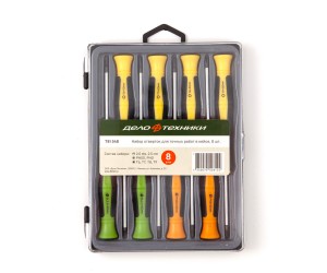 Набор отверток для точных работ  8 предметов (кейс) /ДЕЛО ТЕХНИКИ/ 781548 DELO TEHNICI