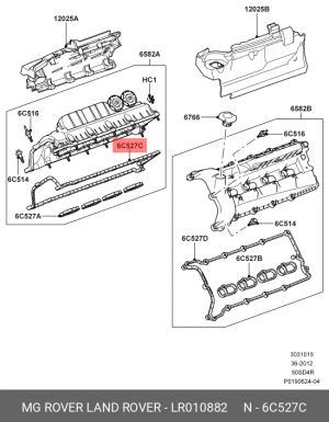 прокладка клапанной крышки! правая\ Land Rover Discovery/Range Rover/New Defende LR010882 LAND ROVER