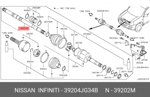 Вал привода, передний правый 39204-JG34B 39204-JG34B NISSAN