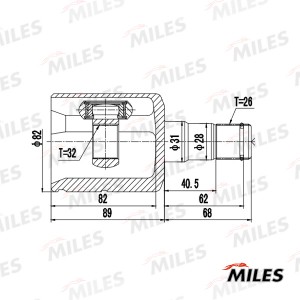 ШРУС внутренний AUDI A3 II/SKODA/VW GOLF V-VI/PASSAT VI 1.6-2.0 03- GA10571 GA10571 MILES