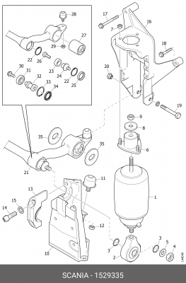 Кронштейн торсиона кабины правый 1529335 SCANIA