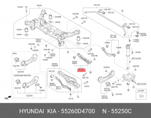 Рычаг подвески KIA Optima (16-) задний поперечный нижний правый OE 55260D4700 HYUNDAI KIA