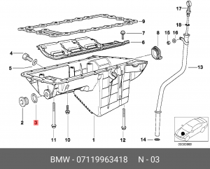 кольцо уплотнительное!\ BMW 07 11 9 963 418 BMW