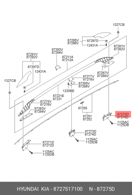 8727517100 BRACKET ASSY-ROOF RACK MTG RR, 8727517100 HYUNDAI