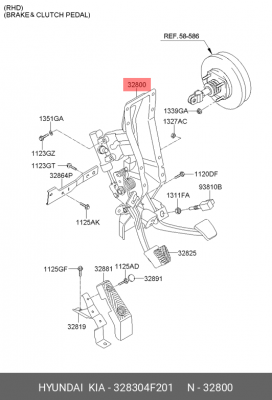 Педаль тормоза HYUNDAI Porter с педалью сцепления в сборе OE 328304F201 HYUNDAI KIA