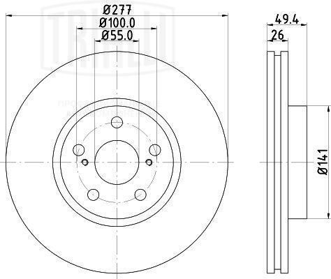 Диск торм. Toyota Avensis (03-) перед. d=277 (DF 190131)  2шт DF 190131 TRIALLI