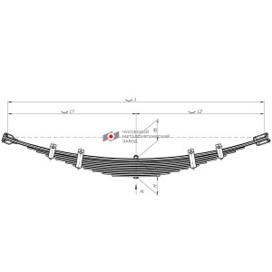 Рессора ГАЗ-53,3307,САЗ-356,3502,КАВЗ-685 передняя (12 листов) L=1225мм ЧМЗ 53-2902012-02 OMK AUTO