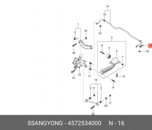 Кронштейн SSANGYONG Actyon (12-) втулки стабилизатора заднего OE 4572534000 SSANG YONG