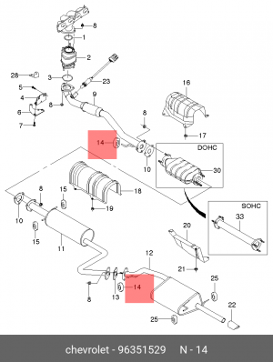 Крепеж CHEVROLET Lanos глушителя OE 96351529 GENERAL MOTORS